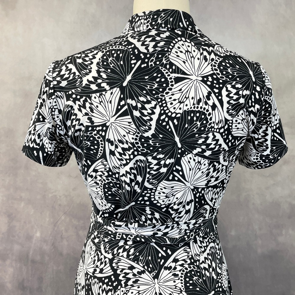 Brooks Brothers Butterfly Print Wrap Dress Womens Large Stretch Preppy Office - Picture 7 of 16